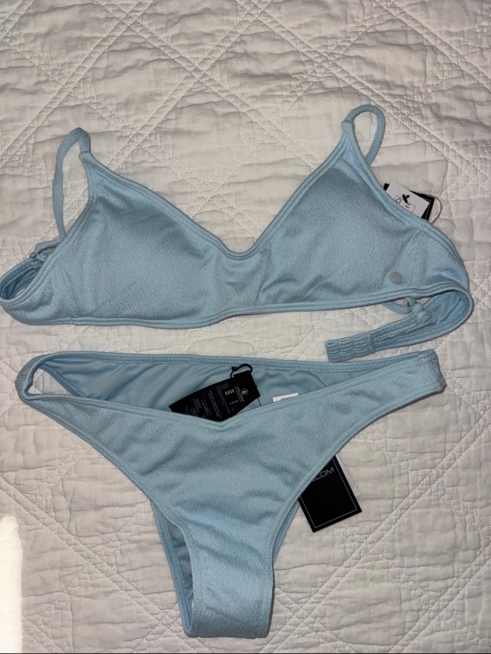 Light Blue Women's Volcom Textured Bikini Set